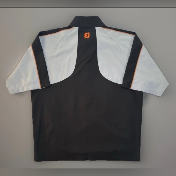 Foot Joy Golf Wind Shirt Jacket Mens L Quarter Zip Pullover Gray Black Poseidon - Picture 2 of 14